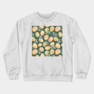 Watercolor painting of yellow mangoes on green pine background Crewneck Sweatshirt